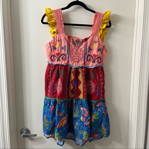 NWT Farm Rio Color Block Embroidered Mini Dress Size Medium - Picture 3 of 12